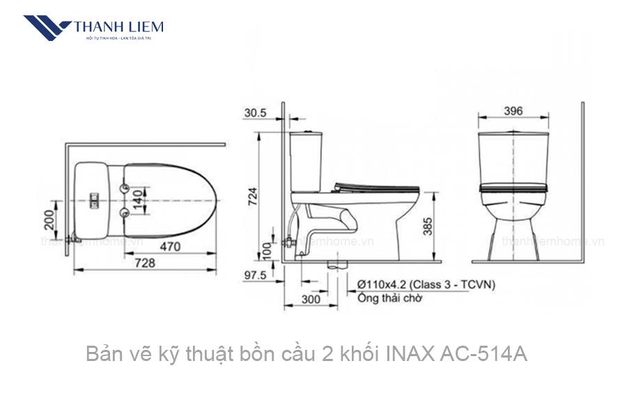 bon cau 2 khoi inax ac-514a nap rua co cw-s15vn
