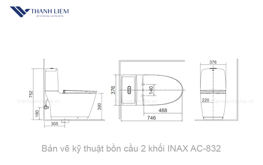 bon cau 2 khoi inax ac-832 nap rua co cw-s15vn