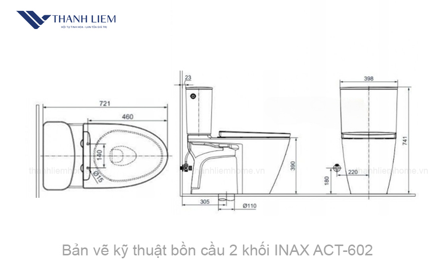 bon cau 2 khoi inax act-602 nap rua co cw-s15vn