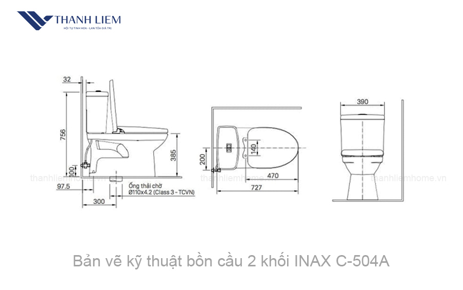 bon cau 2 khoi inax c-504a nap rua co cw-s15vn