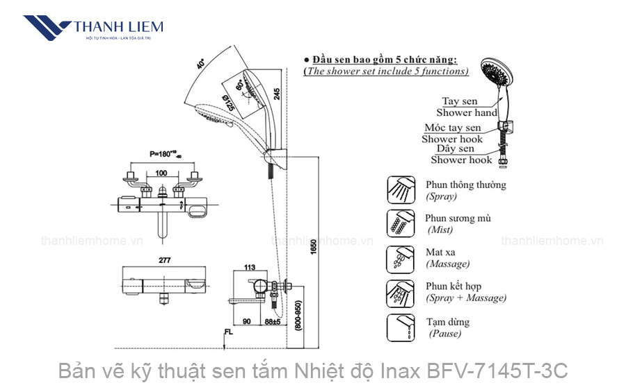 sen tam nhiet do Inax BFV-7145T-3C