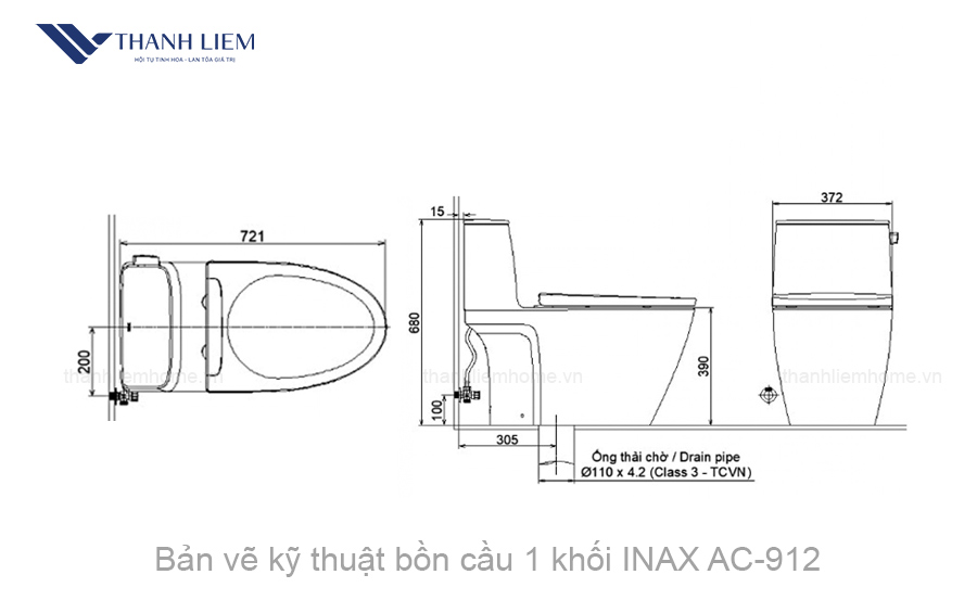 bon cau 1 khoi inax ac-912 nap rua co cw-s15vn
