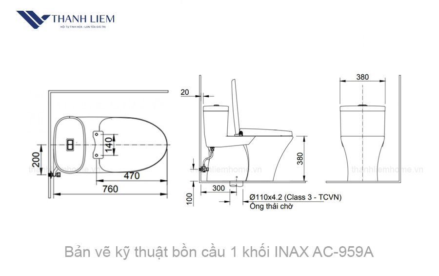 bon cau 1 khoi inax ac-959a nap rua co cw-s15vn