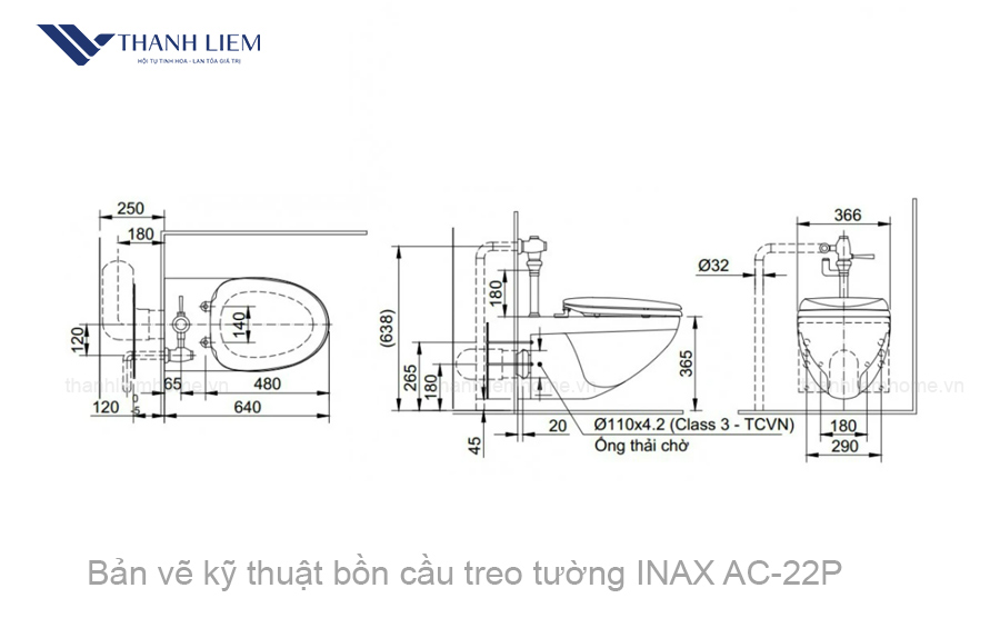 bon cau treo tuong inax ac-22p nap rua co cw-s32vn