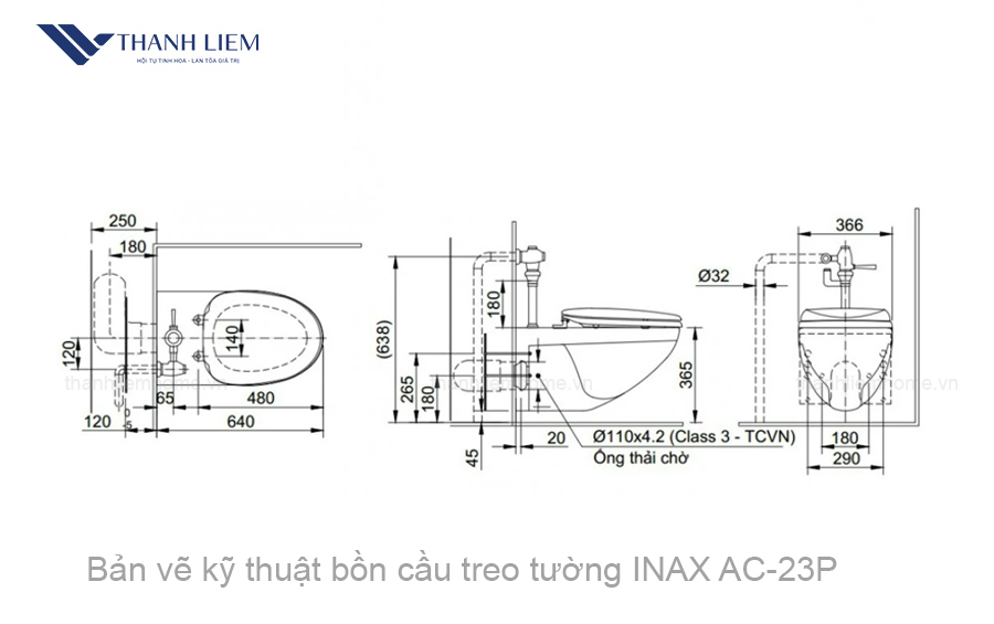 bon cau treo tuong inax ac-23p nap rua co cw-s32vn