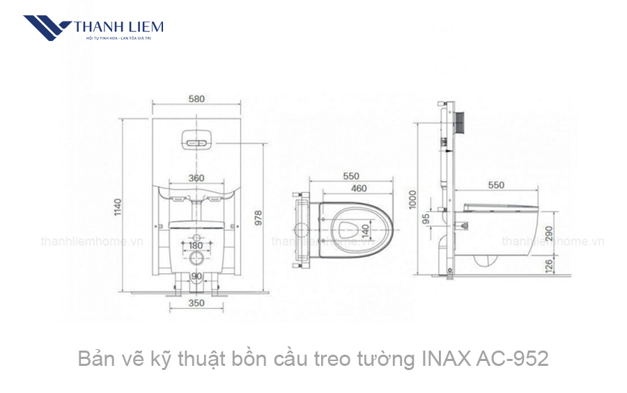 bon cau treo tuong inax ac-952 nap rua co cw-s32vn
