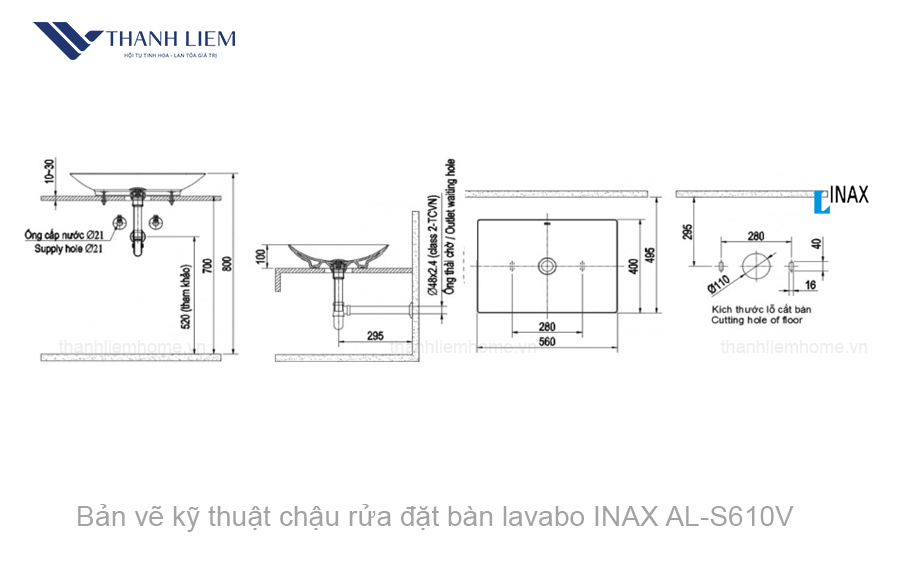 chau rua dat ban lavabo inax al-s610v