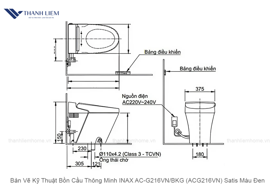 bon cau thong minh inax ac-g216vn mau den