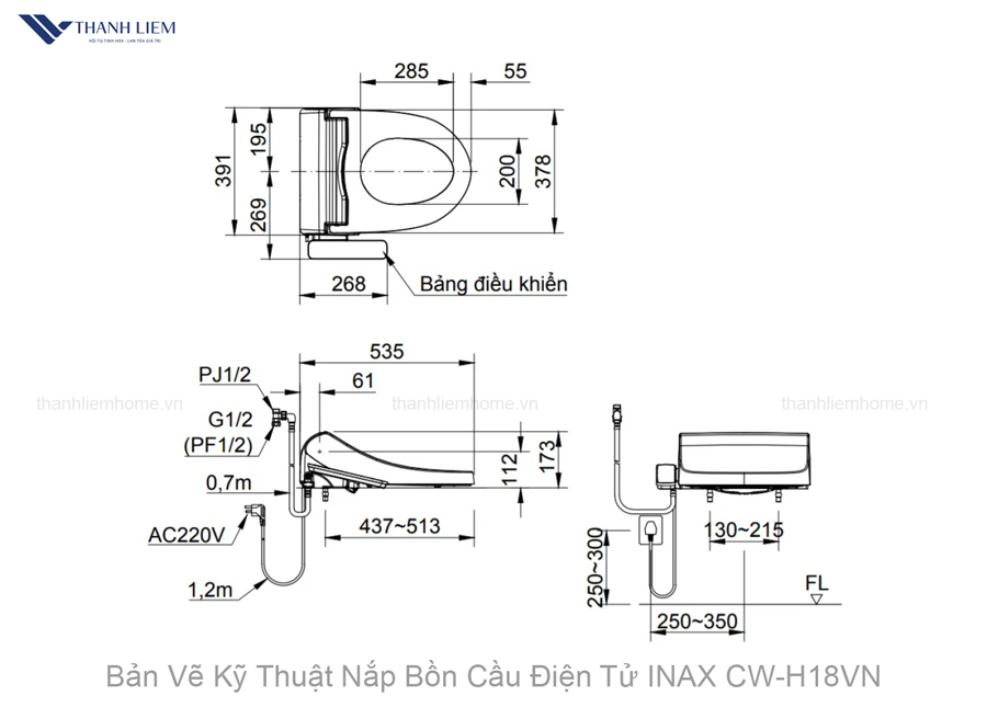nap bon cau dien tu inax cw-h18vn