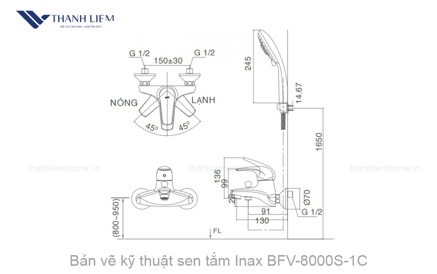 sen tam Inax BFV-8000S-1C