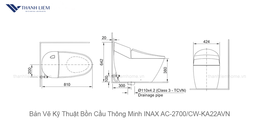 bon cau thong minh inax ac-2700cw-ka22avn