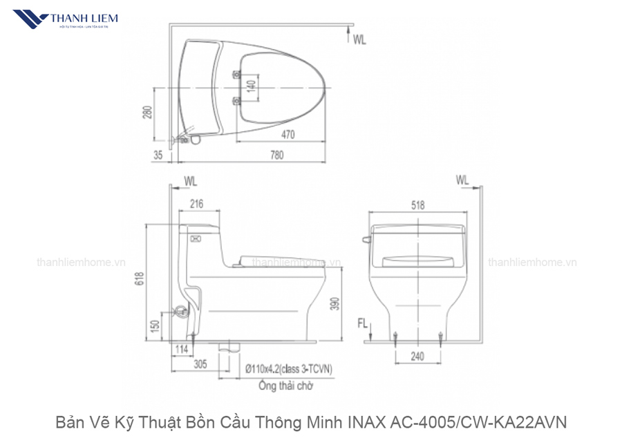 bon cau thong minh inax ac-4005cw-ka22avn