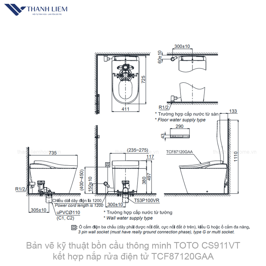 bon cau thong minh toto cs911vt ket hop nap rua dien tu tcf87120gaa