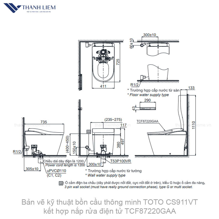 bon cau thong minh toto cs911vt ket hop nap rua dien tu tcf87220gaa