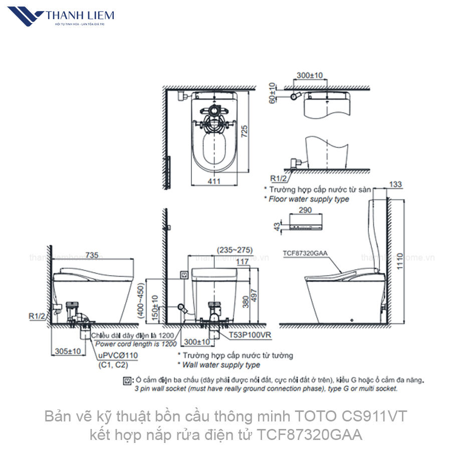 bon cau thong minh toto cs911vt ket hop nap rua dien tu tcf87320gaa