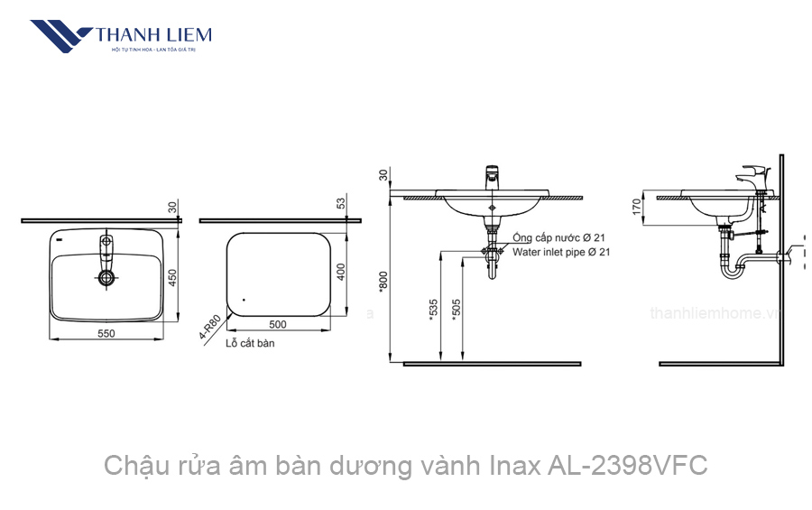 chau rua am ban duong vanh inax al-2398vfc