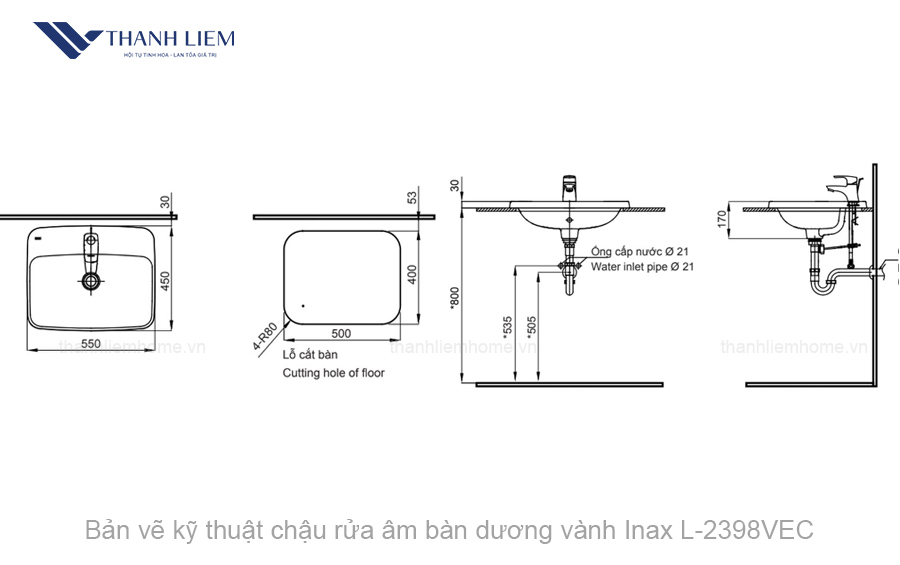 chau rua am ban duong vanh inax l-2398vec
