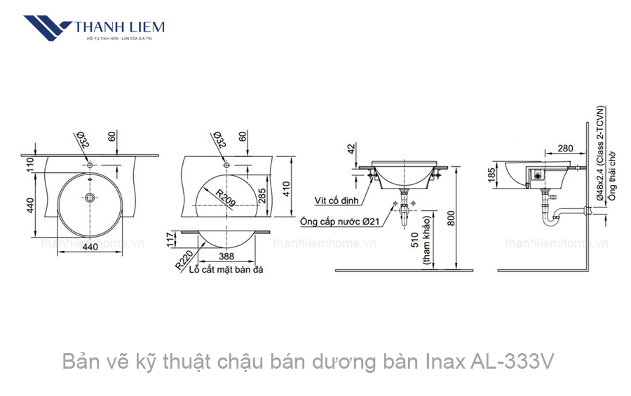 chau rua ban duong ban inax al-333v