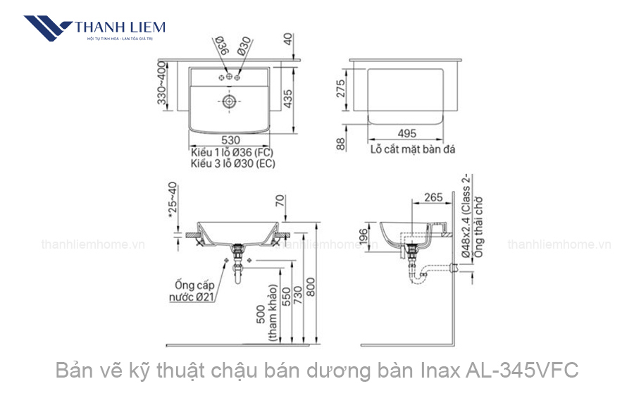 chau rua ban duong ban inax al-345vfc