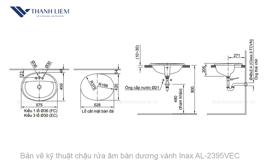 chau rua dat ban duong vanh inax al-2395vec