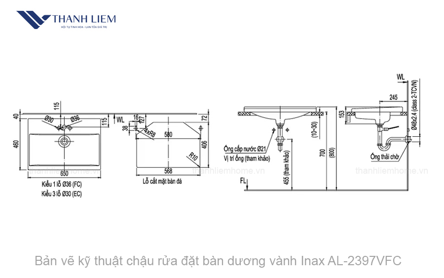 chau rua dat ban duong vanh inax al-2397vfc