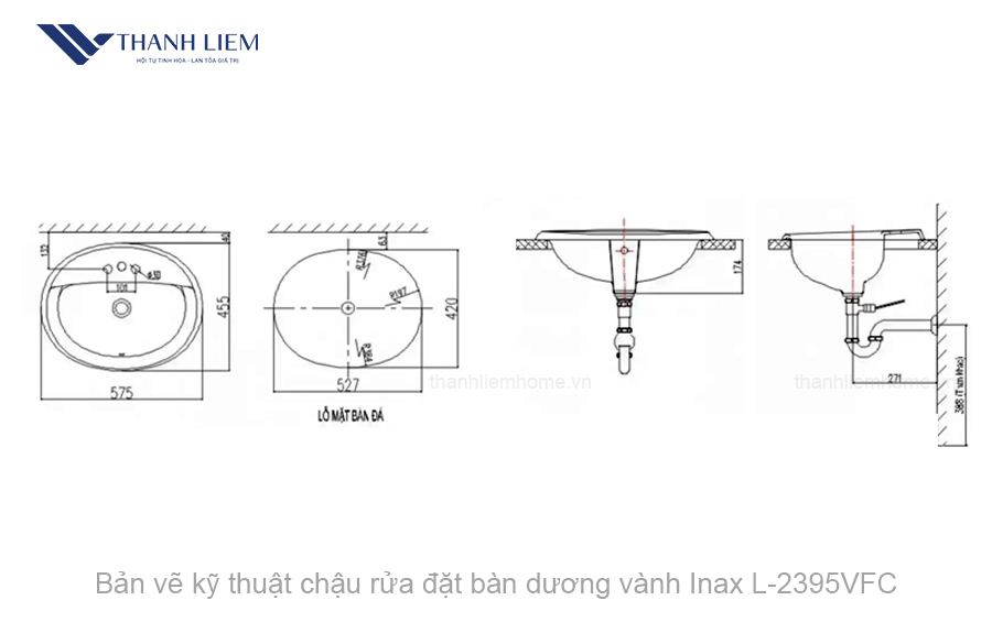 chau rua dat ban duong vanh inax l-2395vfc