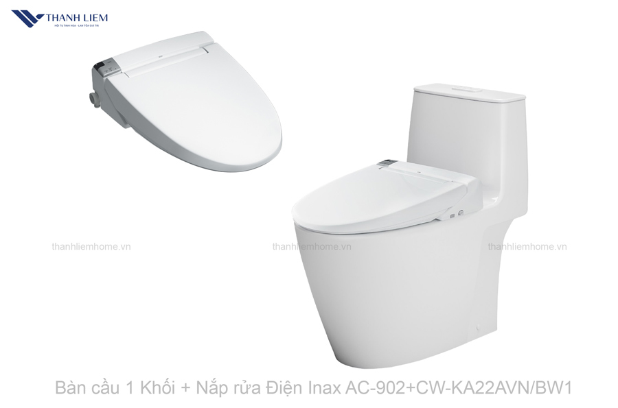 ban cau 1 khoi + nap rua dien inax ACT-902+CW-KA22AVNBW1