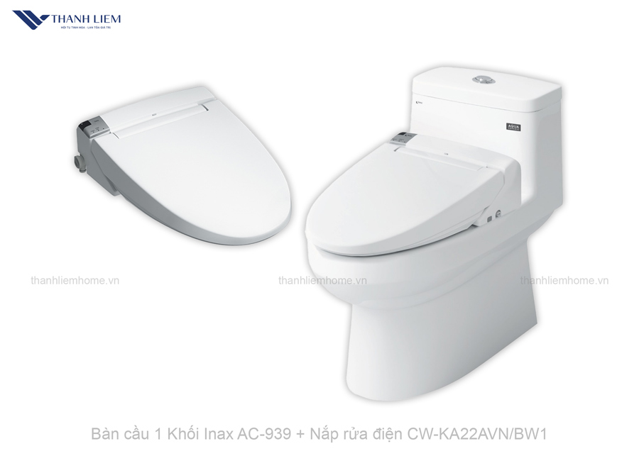 ban cau 1 khoi + nap rua dien inax AC-939+CW-KA22AVNBW1