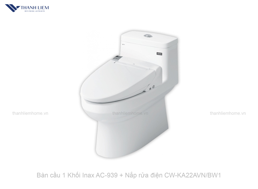 ban cau 1 khoi + nap rua dien inax AC-939+CW-KA22AVNBW1