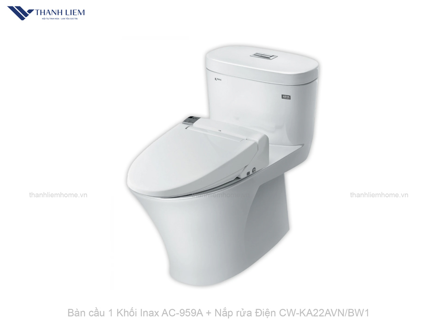 ban cau 1 khoi + nap rua dien inax AC-959+CW-KA22AVNBW1