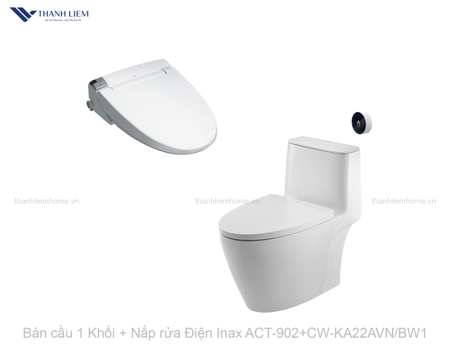 ban cau 1 khoi + nap rua dien inax ACT-902+CW-KA22AVNBW1 