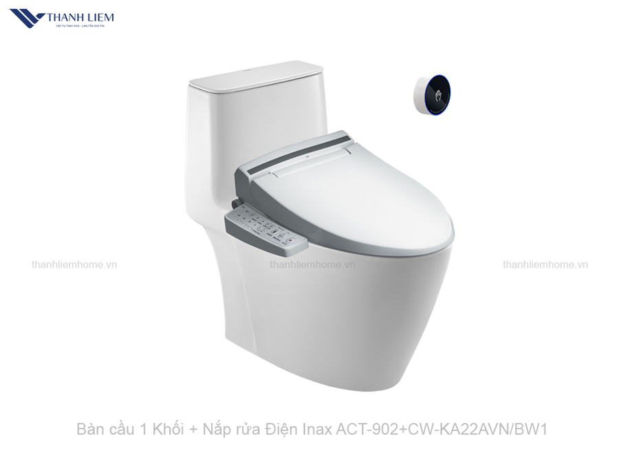 ban cau 1 khoi + nap rua dien inax ACT-902+CW-KA22AVNBW1 