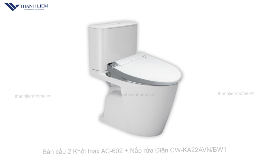 ban cau 2 khoi inax ac-602 + nap rua dien CW-KA22AVNBW1