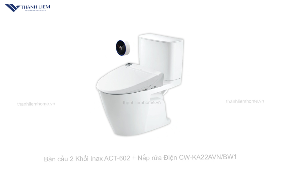ban cau 2 khoi inax act-602 + nap rua dien CW-KA22AVNBW1