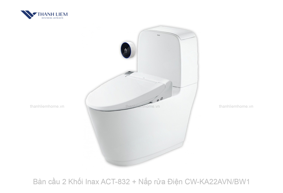 ban cau 2 khoi inax act-832 + nap rua dien CW-KA22AVNBW1