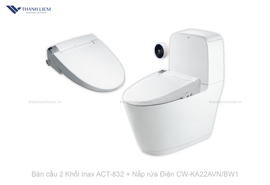 ban cau 2 khoi inax act-832 + nap rua dien CW-KA22AVNBW1