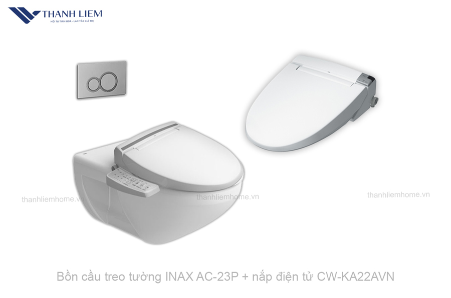 ban cau treo tuong inax ac-23p + nap dien tu cw-ka22avnbw1