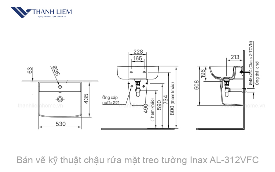 chau rua mat treo tuong inax al-312vfc
