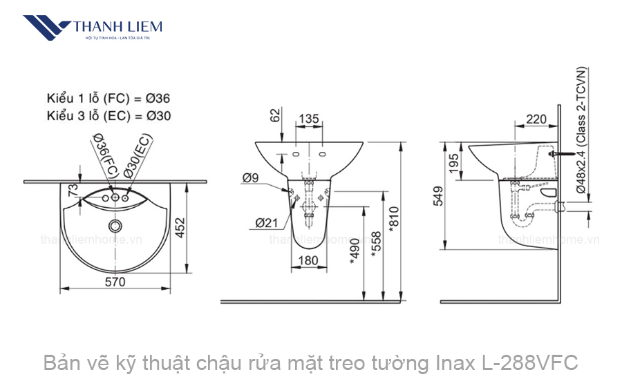 chau rua mat treo tuong inax l-288vfc