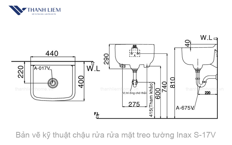 chau rua mat treo tuong inax s-17v
