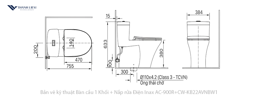 bon cau 1 khoi inax ac-900r + nap rua dien cwkb22avn