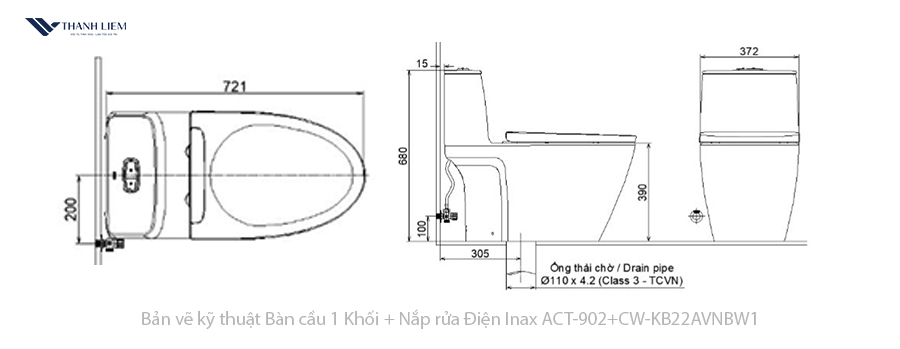 bon cau 1 khoi inax act-902 + nap rua dien cw-kb22avn
