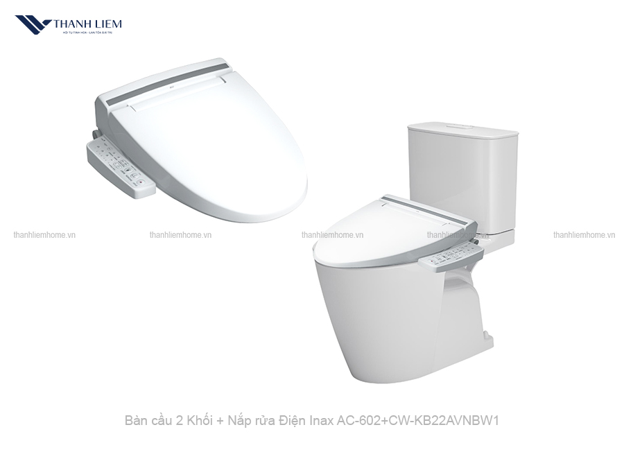bon cau 2 khoi inax ac-602 + nap rua dien cw-kb22avn