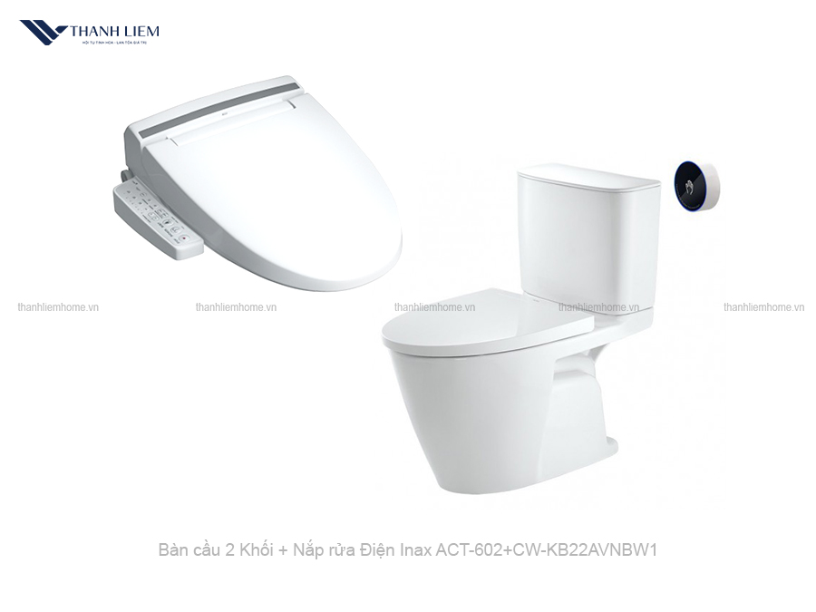 bon cau 2 khoi inax act-602 + nap rua dien cw-kb22avn