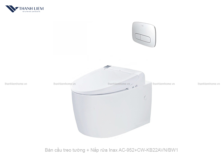 bon cau treo tuong inax ac-952 + nap rua dien cw-kb22avn