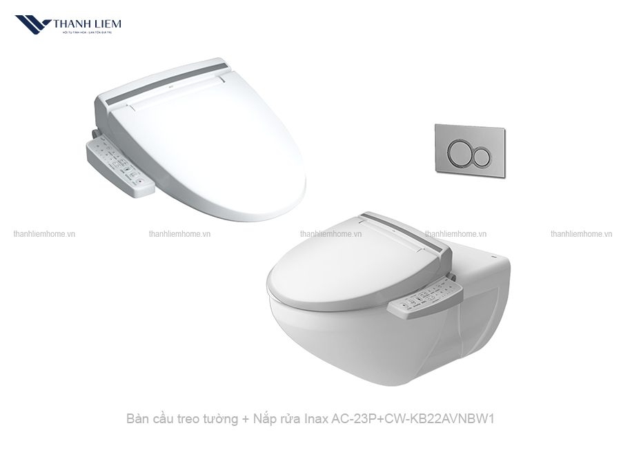 bon cau treo tuong inax ac23p + nap rua dien cw-kb22avn