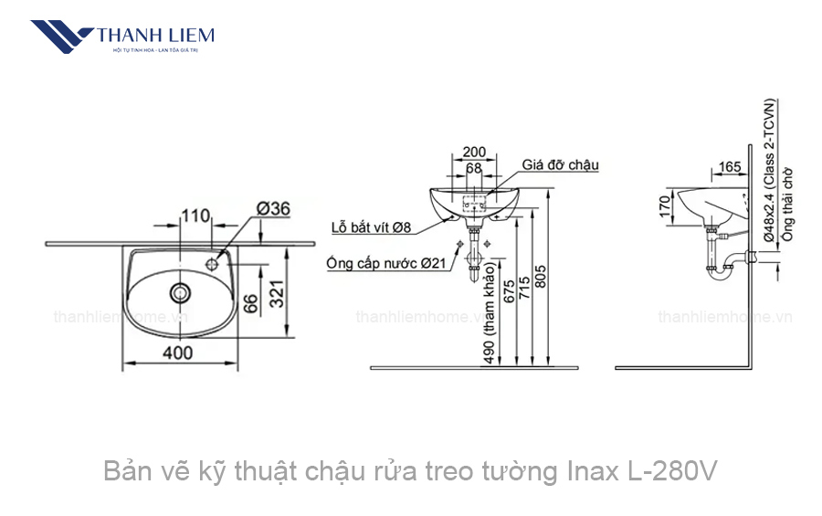 chau rua mat treo tuong inax l-280v