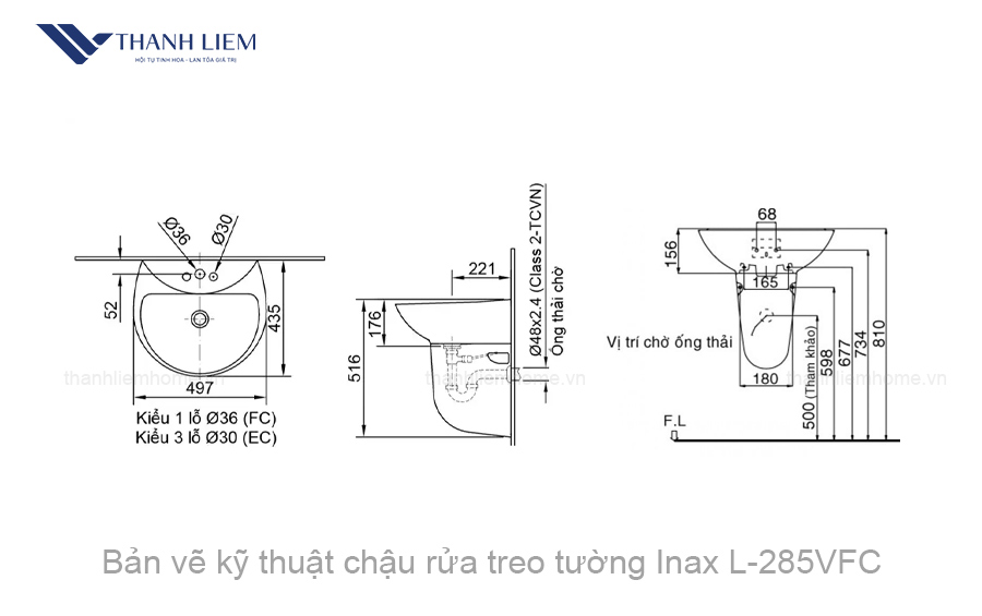 chau rua mat treo tuong inax l-285vfc