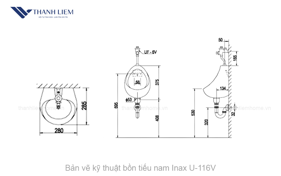 bon tieu nam treo tuong inax u-116v