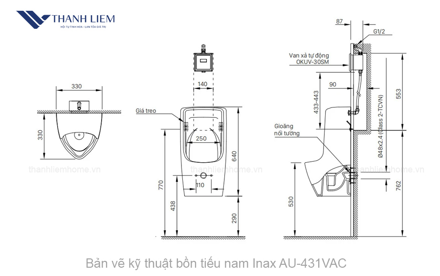 bon tieu nam treo tuong inax u-431vac